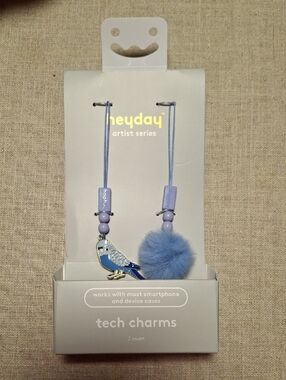 New heyday Light Blue Bird & Pom-Pom Tech Charms